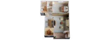 a room with a bedroom and a living room at Sunnyvale Crossings Apartments, LLC, Sunnyvale