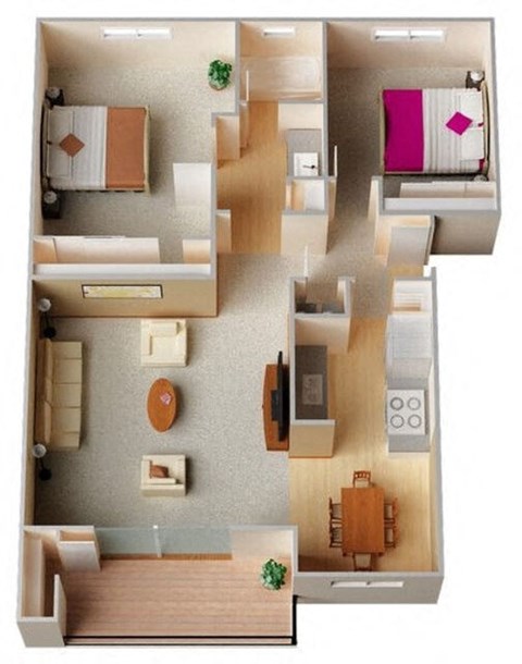 Two Bedroom One bath at Sunnyvale Crossings Apartments, Sunnyvale, CA