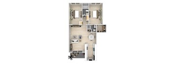 a floor plan of a house with a bedroom and a living room at The Flats on Addison, Sherman Oaks, 91423