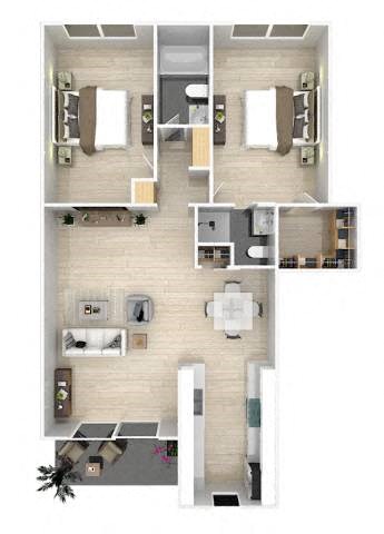 a floor plan of a house with a bedroom and a living room at The Flats on Addison, Sherman Oaks, 91423