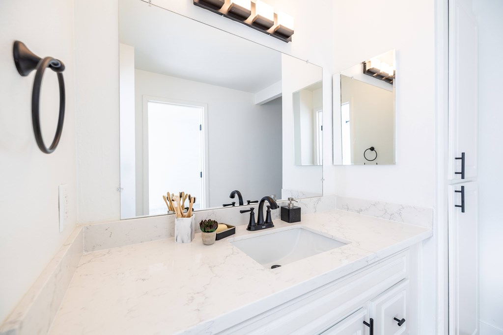 Creative Bathroom art at Sunnyvale Crossings Apartments, Sunnyvale, California