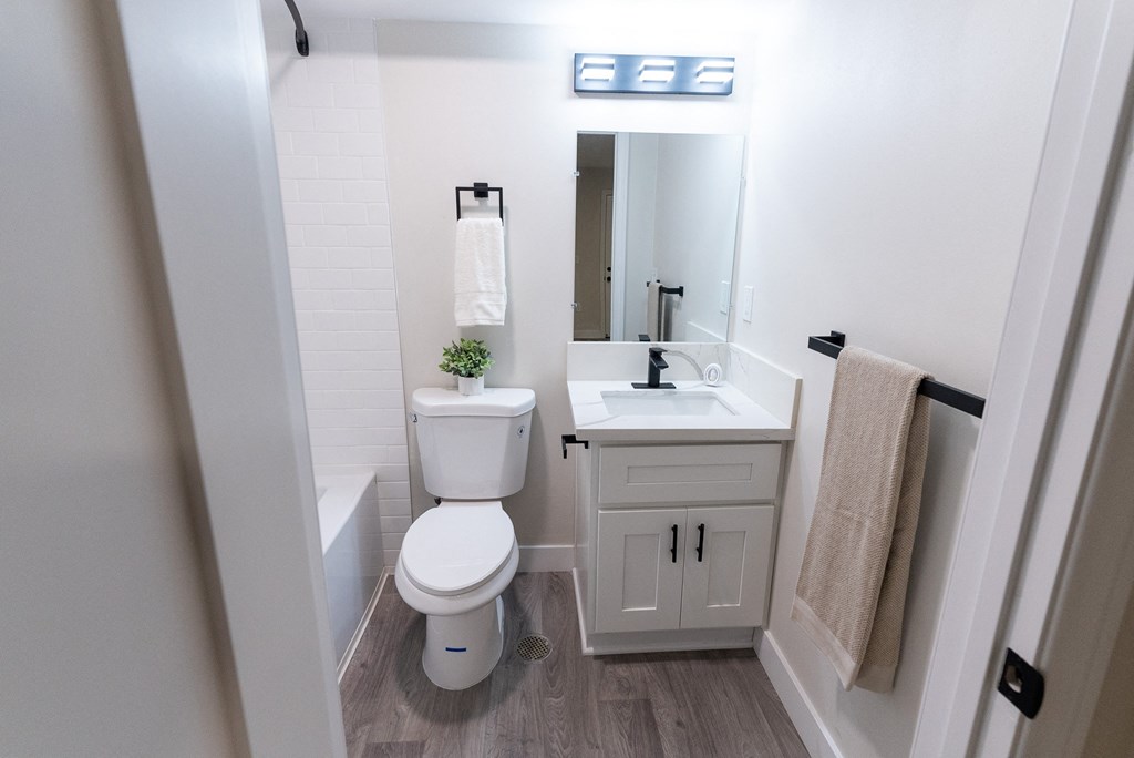 small bathroom with a toilet at The Flats on Addison, Sherman Oaks, California 91423
