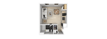 Studio Floorplan at 888 Fourth Street Apartments, LLC, Santa Rosa, CA, 95404
