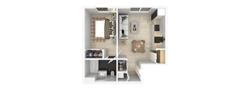 1 Bedroom Floorplan at 888 Fourth Street Apartments, LLC, Santa Rosa