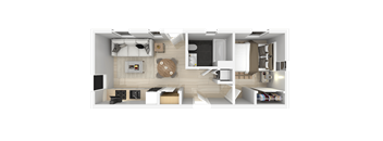 One Bed Floorplan at 888 Fourth Street Apartments, LLC, Santa Rosa, 95404