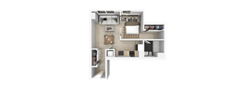 1 Bed 1 Bathroom Floorplan at 888 Fourth Street Apartments, LLC, Santa Rosa, CA, 95404