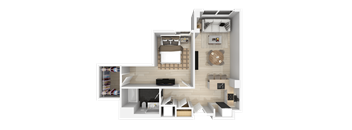 1 Bedroom 1 Bathroom Floorplan at 888 Fourth Street Apartments, LLC, Santa Rosa, CA