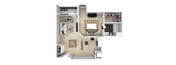 One Bedroom 1 Bath Floorplan at 888 Fourth Street Apartments, LLC, Santa Rosa, 95404