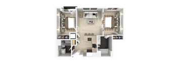 2 Bed Floorplan at 888 Fourth Street Apartments, LLC, Santa Rosa, California