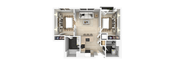 2 Bedroom Floorplan at 888 Fourth Street Apartments, LLC, California