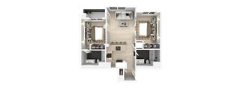 2 Bedroom 2 Bath Floorplan at 888 Fourth Street Apartments, LLC, Santa Rosa