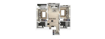 2 Bed 2 Bathroom Floorplan at 888 Fourth Street Apartments, LLC, Santa Rosa, 95404