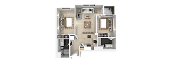 2 Bedroom 2 Bathroom Floorplan at 888 Fourth Street Apartments, LLC, Santa Rosa, California