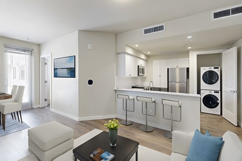 Living Room With Kitchen at 888 Fourth Street Apartments, LLC, Santa Rosa, CA 95404 