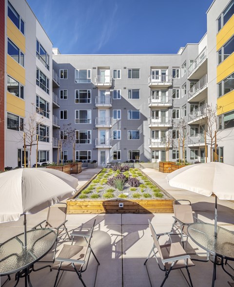 Courtyard Patio at 888 Fourth Street Apartments, LLC, California