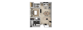 1 Bedroom Floor Plan at Catalyst Mountain View, Mountain View