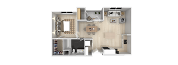 1 Bed 1 Bath Floor Plan at Catalyst Mountain View, California
