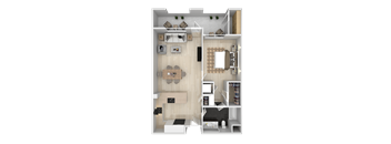 1 Bedroom 1 Bathroom Floor Plan at Catalyst Mountain View, Mountain View, CA 94040