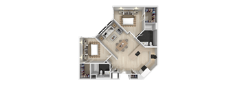2 Bedroom Floor Plan at Catalyst Mountain View, Mountain View California