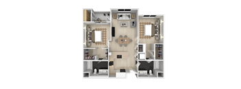 2 Bed 2 Bath Floor Plan at Catalyst Mountain View, Mountain View