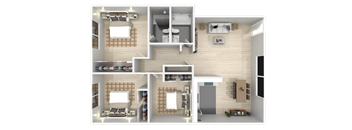 a rendering of a 3d floor plan of a houseat The Arches Apartments, LLC, El Cajon, CA