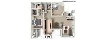 a stylized floor plan of a house with a water heater at The Bryant, California