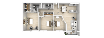 3 Bedroom 2 Bath Floorplan at Citra Apartments LLC, San Diego