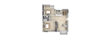 a view of the interior of a 3d floor plan of a house at The Gates at The Marina Apartments, Marina, 93933