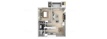 a 3d rendering of a floor plan of a house at La Jolla Blue, San Diego