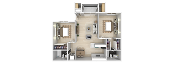 a rendering of a 3d floor plan of a house at La Jolla Blue, San Diego, CA 92122