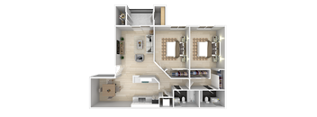 a rendering of a 3d floor plan of a house at La Jolla Blue, San Diego, CA