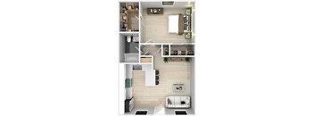 a 3d rendering of the interior of a apartment at Napa Green Apartments LLC, California, 94559