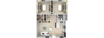 a 3d rendering of the interior of a house with some furniture at Napa Green Apartments LLC, Napa, CA 94559