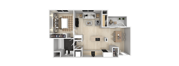 1 Bedroom 1 Bathroom Floor Plan at Cirrus Redwood City, Redwood City California