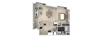 One Bedroom Floor Plan at Cirrus Redwood City, California