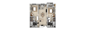 2 Bed 2 Bath Floor Plan at Cirrus Redwood City, Redwood City, CA 94061