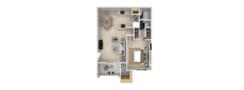 1 Bed 1 Bath Floor Plan at The Maddox Sunnyvale, Sunnyvale