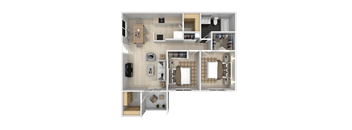 2 Bedroom 1 Bath Floor Plan at The Maddox Sunnyvale, California, 94087