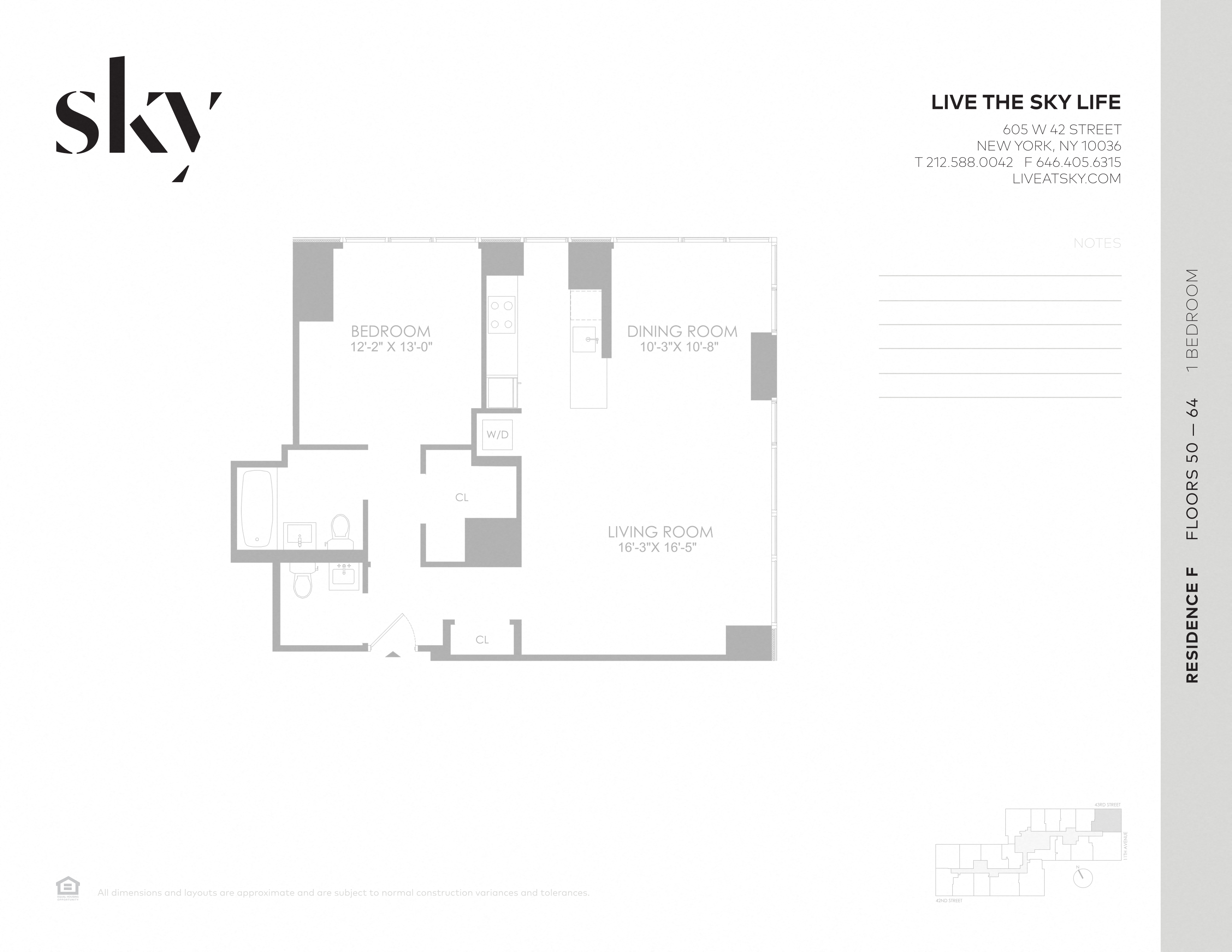 A floor plan for an apartment complex at SKY Apartments, New York, NY