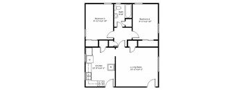 a floor plan of a small house with a kitchen and a living room