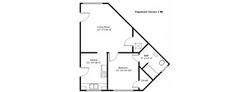 floor plan of the upper level of a 1 bedroom floor plan