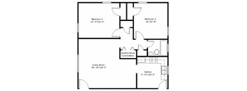 a floor plan of a house with bedrooms and a living room