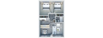 A Vasona bathroom layout with two toilets, a sink, and a shower.