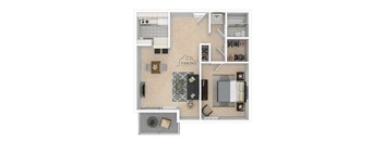 A floor plan of a Vasona Management apartment.