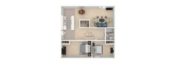 A Vasona branded kitchen layout is displayed in the image.