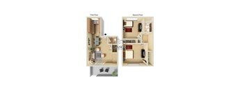 A diagram shows the layout of a two-story apartment.
