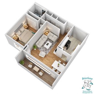 a floor plan of a home with a bedroom and a living room