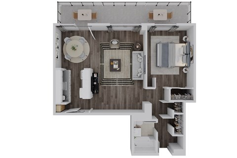 A top down view of a bathroom with a toilet, sink, and bathtub.