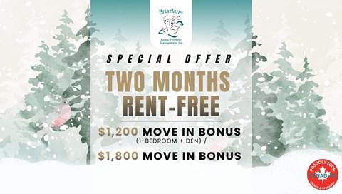 A special offer for two months rent-free is advertised.