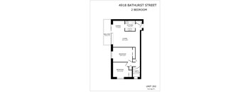 A floor plan for a 2 bedroom apartment at 4918 Bathurst Street.